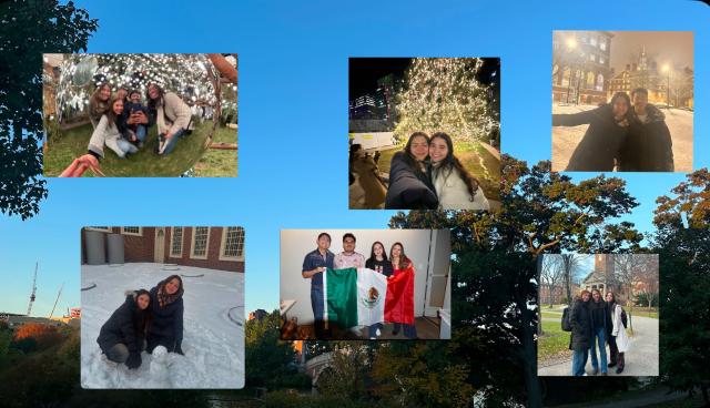 A collage with pictures of Ana's friends. 